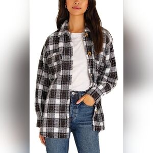 Z Supply Plaid Women's Shirt Jacket - Black/White/Red, Size Small